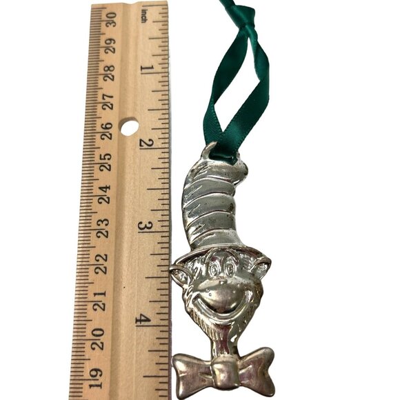 Dr. Seuss Cat In The Hat Pewter Christmas Ornament With Green Ribbon - Picture 3 of 5